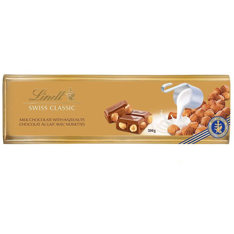 Lindt Swiss Premium Gold Milk Chocolate Hazelnut Bar - 300g - Catchme.lk