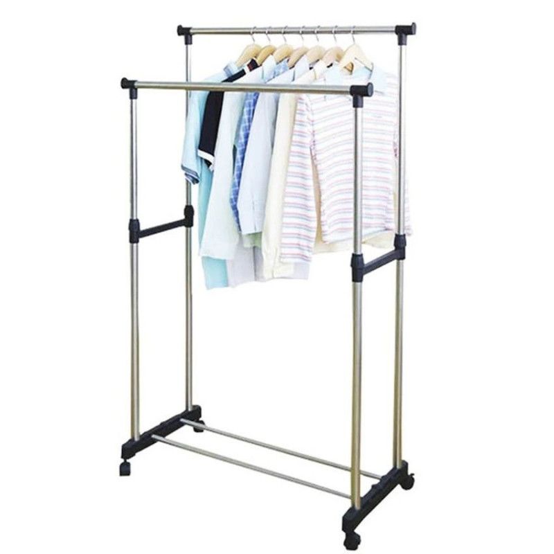 Stainless Steel Double Pole Cloth Rack Catchme.lk