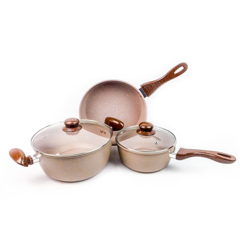 3 Pcs Marble Cookware Set With 2 Lids Catchme.lk
