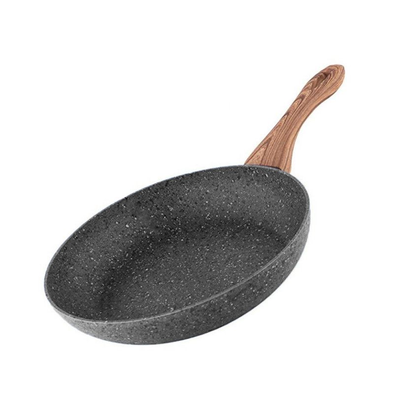 Honhey Non Stick Marble Fry Pan with Wooden Style Handle- 26 cm ...