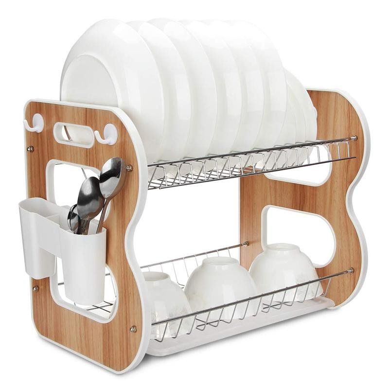 Wood Handle 2Layer Dish Rack Catchme.lk