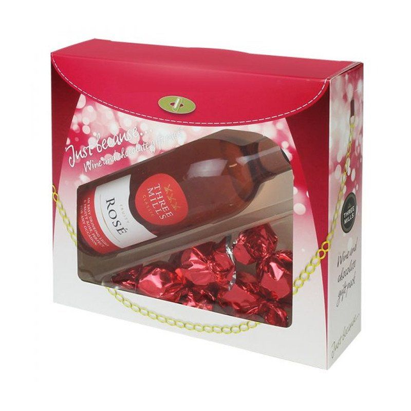 Three Mills Rose Wine & Chocolates Gift Set Catchme.lk