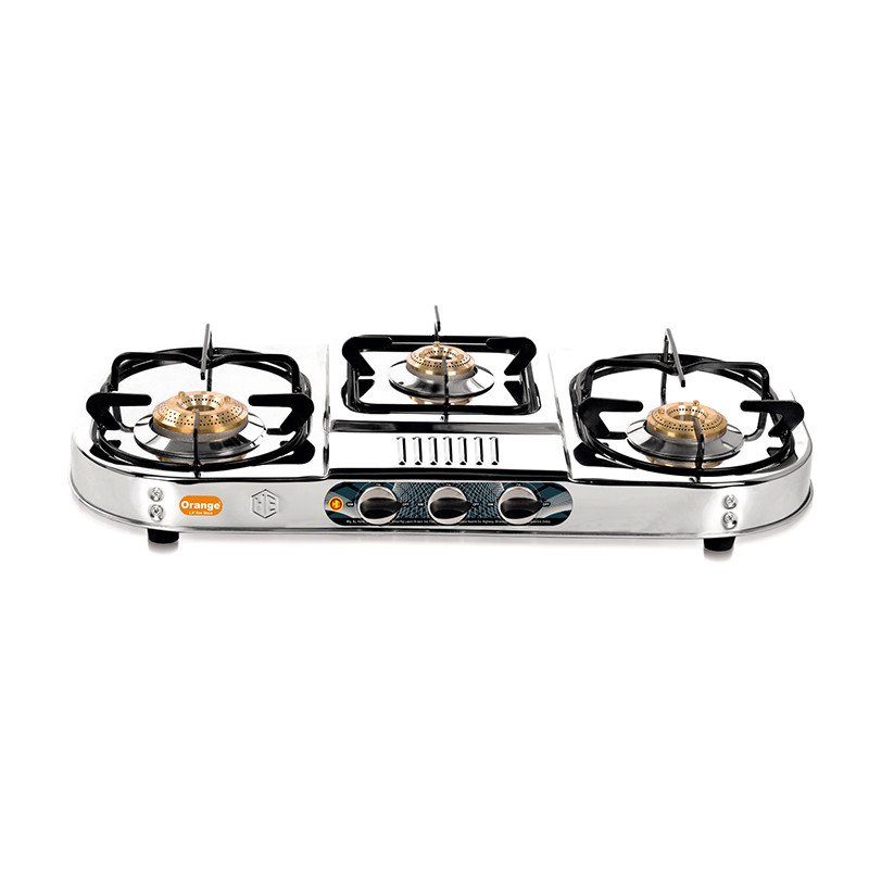 Orange Glitter 3 Burner Gas Stove Catchme.lk