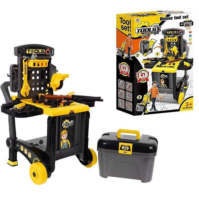 3 in 1 Deluxe Play Tool Kit Set (toy trolley) Catchme.lk