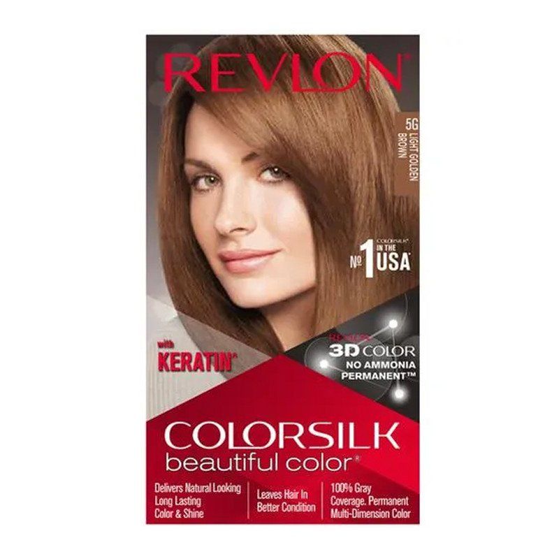 Revlon 5G Light Golden Brown Permanent Hair Color Gel With Keratin ...