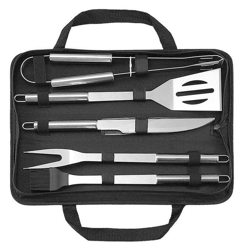 5pcs Stainless Steel BBQ Tool Set With Pouch - Catchme.lk