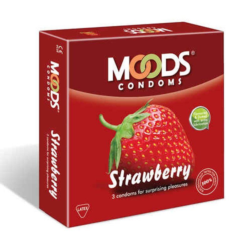 Moods Strawberry Condom 3pcs Catchme Lk