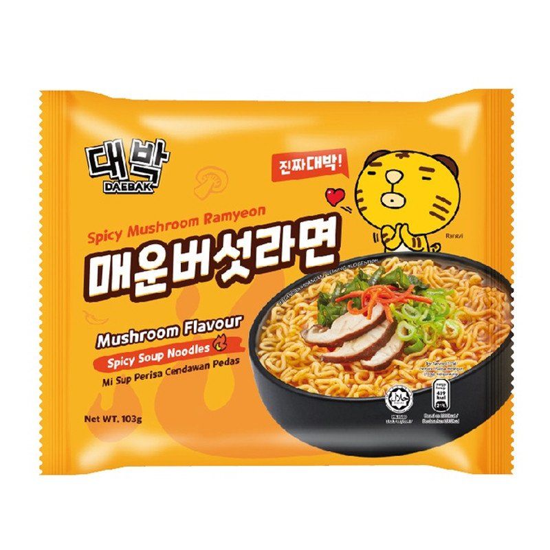 Daebak Korean Mushroom Flavor Spicy Ramen Noodles 103g Catchme.lk