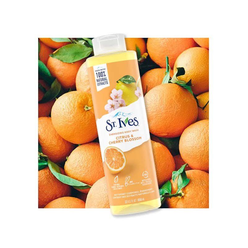 St.Ives Energizing Body Wash Citrus & Cherry Blossom 650ml - Catchme.lk