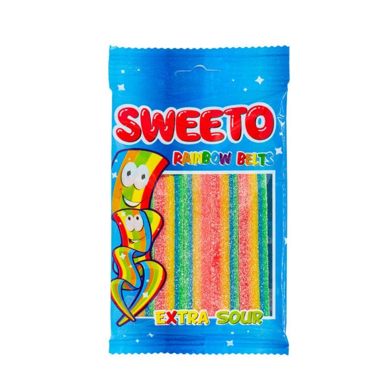 Sweeto Extra Sour Rainbow Belts 80g - Catchme.lk