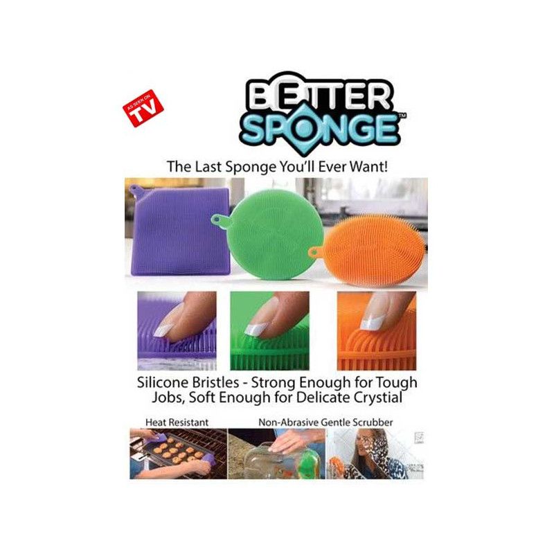 Better Sponge, 3 Multicolored Textured Silicone Sponges Catchme.lk